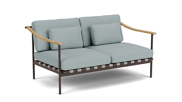 Barlow Tyrie Aura Deep Seating Canapé 2 places accoudoirs teck avec coussins Armature Forge Grey Frosty Chine 10025V Laminé Waterproof