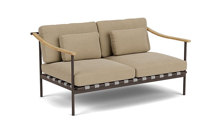 Barlow Tyrie Aura Deep Seating Canapé 2 places accoudoirs teck avec coussins Armature Forge Grey Heather Beige 5476V Laminé Waterproof