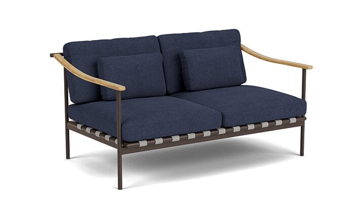 Barlow Tyrie Aura Deep Seating Canapé 2 places accoudoirs teck avec coussins Armature Forge Grey Indigo 18017V Laminé Waterproof