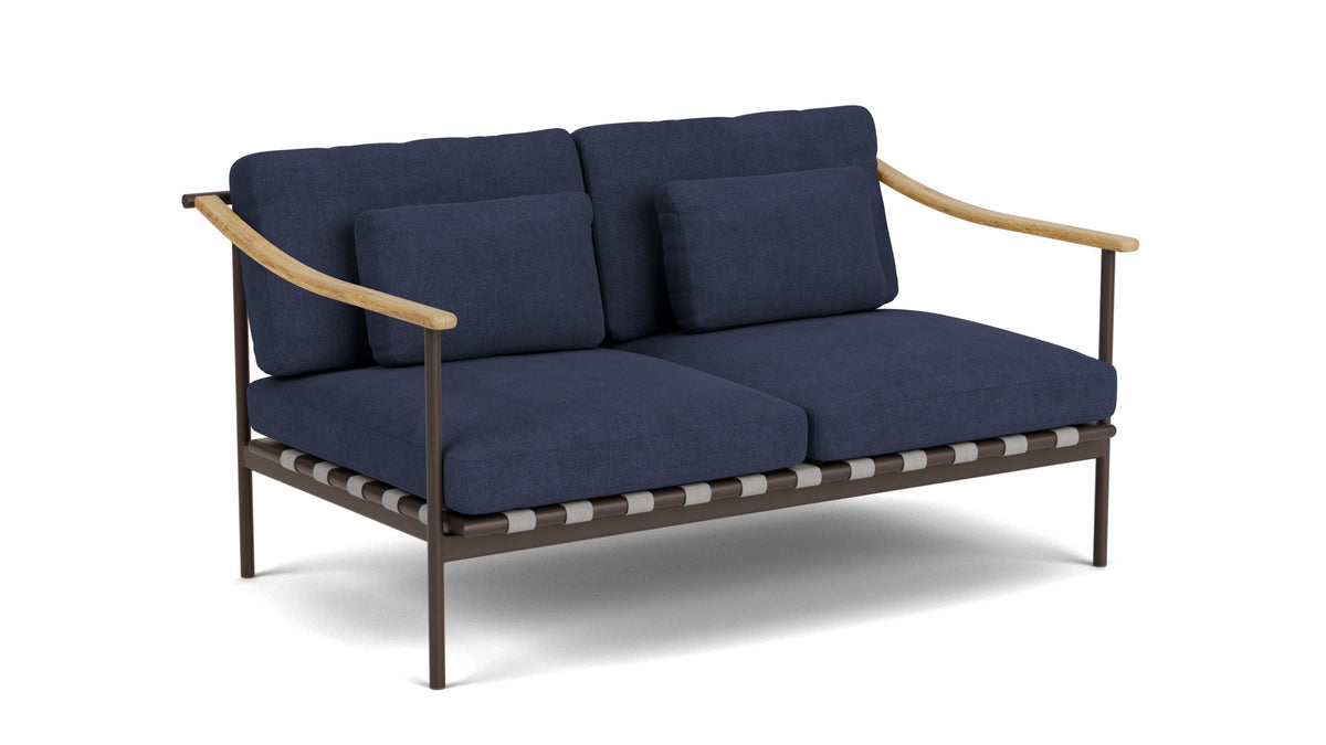 Barlow Tyrie Around Deep Seating Canapé 2 places accoudoirs teck avec coussins Armature Forge Grey Indigo 18017