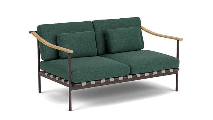 Barlow Tyrie Aura Deep Seating Canapé 2 places accoudoirs teck avec coussins Armature Forge Grey Natte Ivy 10232V Laminé Waterproof