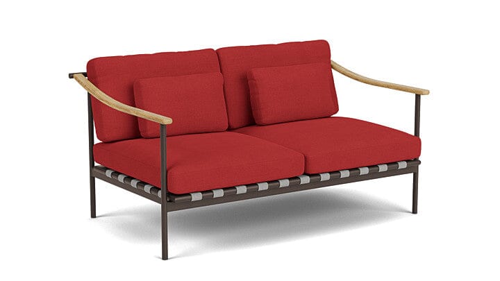 Barlow Tyrie Aura Deep Seating Canapé 2 places accoudoirs teck avec coussins Armature Forge Grey Paris Red 3728V Laminé Waterproof