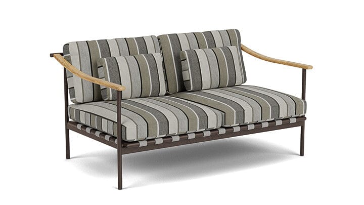 Barlow Tyrie Aura Deep Seating Canapé 2 places accoudoirs teck avec coussins Armature Forge Grey Quadri Grey 3778V Laminé Waterproof