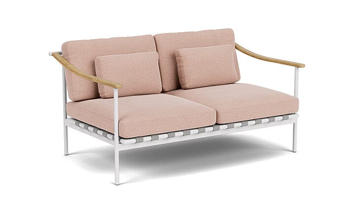 Barlow Tyrie Around Deep Seating Canapé 2 places accoudoirs teck avec coussins Armature Arctic White Blush 3965