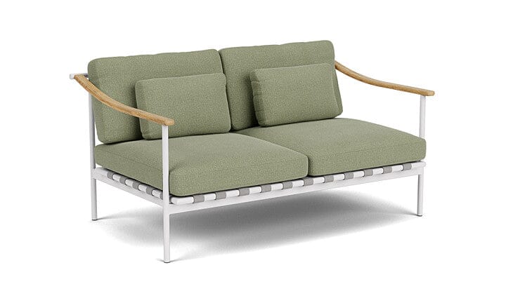 Barlow Tyrie Around Deep Seating Canapé 2 places accoudoirs teck avec coussins Armature Arctic White Canvas Almond 3983