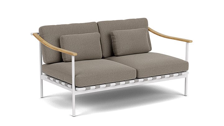 Barlow Tyrie Around Deep Seating Canapé 2 places accoudoirs teck avec coussins Armature Arctic White Carbon Beige 10065