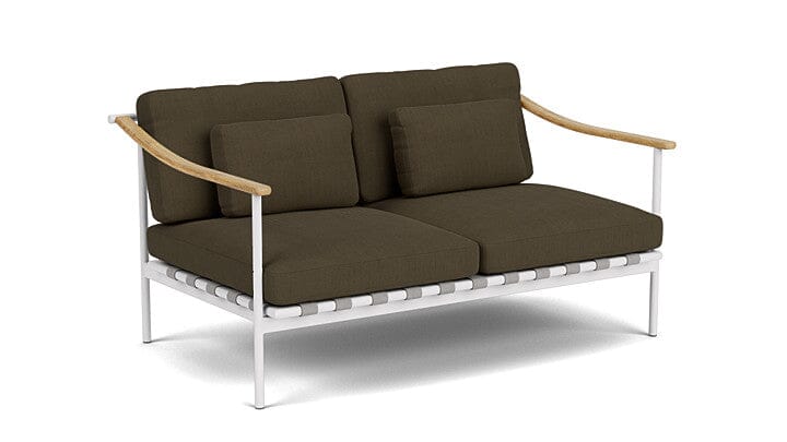 Barlow Tyrie Around Deep Seating Canapé 2 places accoudoirs teck avec coussins Armature Arctic White Charcoal 3705