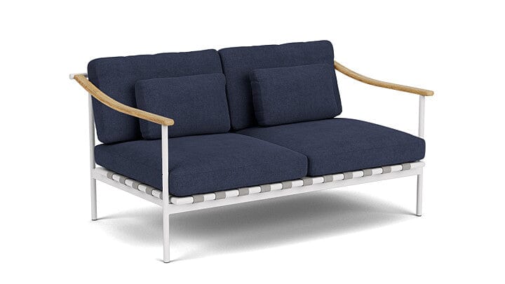 Barlow Tyrie Around Deep Seating Canapé 2 places accoudoirs teck avec coussins Armature Arctic White Indigo 18017