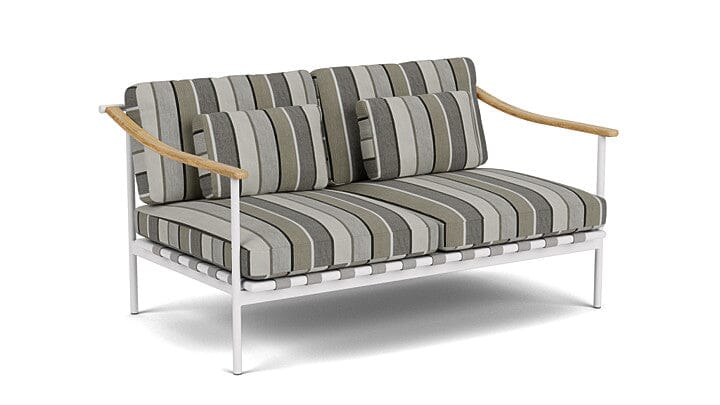 Barlow Tyrie Around Deep Seating Canapé 2 places accoudoirs teck avec coussins Armature Arctic White Quadri Grey 3778