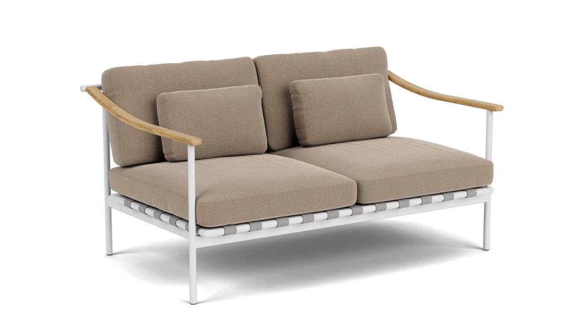 Barlow Tyrie Around Deep Seating Canapé 2 places accoudoirs teck avec coussins Armature Arctic White Taupe 3729