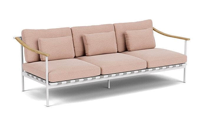 Barlow Tyrie Aura Deep Seating Canapé 3 places accoudoirs teck avec coussins Armature Artic White Blush 3965V Laminé Waterproof