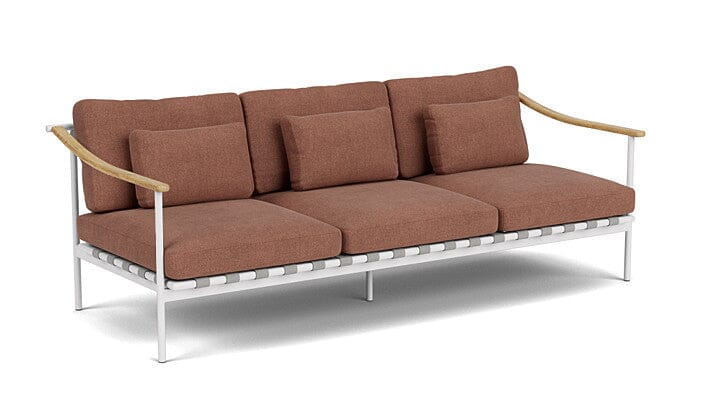 Barlow Tyrie Aura Deep Seating Canapé 3 places accoudoirs teck avec coussins Armature Artic White Heritage Rust 18021V Laminé Waterproof