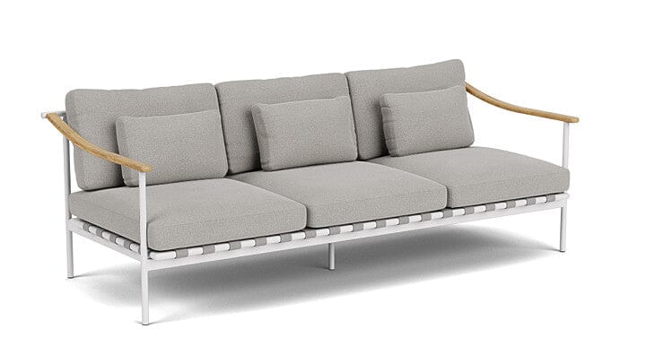 Barlow Tyrie Aura Deep Seating Canapé 3 places accoudoirs teck avec coussins Armature Artic White Lead Chine 3756V Laminé Waterproof