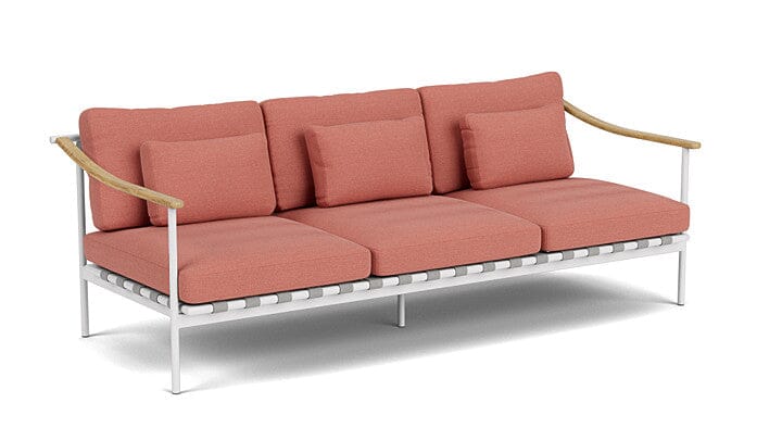 Barlow Tyrie Aura Deep Seating Canapé 3 places accoudoirs teck avec coussins Armature Artic White Natte Flamingo 10234V Laminé Waterproof