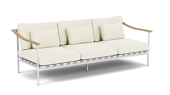 Barlow Tyrie Aura Deep Seating Canapé 3 places accoudoirs teck avec coussins Armature Artic White Natural 5404V Laminé Waterproof