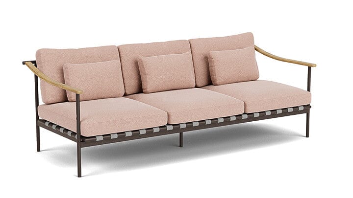 Barlow Tyrie Aura Deep Seating Canapé 3 places accoudoirs teck avec coussins Armature Forge Grey Blush 3965V Laminé Waterproof