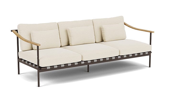 Barlow Tyrie Aura Deep Seating Canapé 3 places accoudoirs teck avec coussins Armature Forge Grey Canvas 5453V Laminé Waterproof