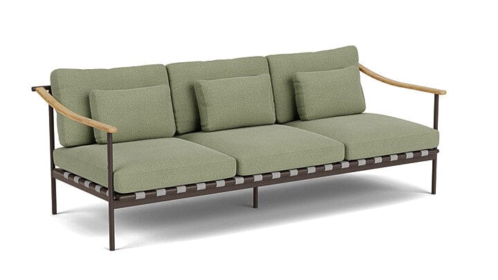 Barlow Tyrie Aura Deep Seating Canapé 3 places accoudoirs teck avec coussins Armature Forge Grey Canvas Almond 3983V Laminé Waterproof