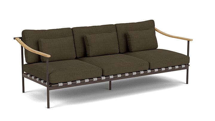 Barlow Tyrie Aura Deep Seating Canapé 3 places accoudoirs teck avec coussins Armature Forge Grey Charcoal 3705V Laminé Waterproof