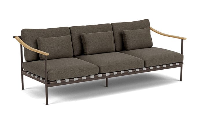 Barlow Tyrie Around Deep Seating Canapé 3 places accoudoirs teck avec coussins Armature Forge Grey Dark Taupe 10059