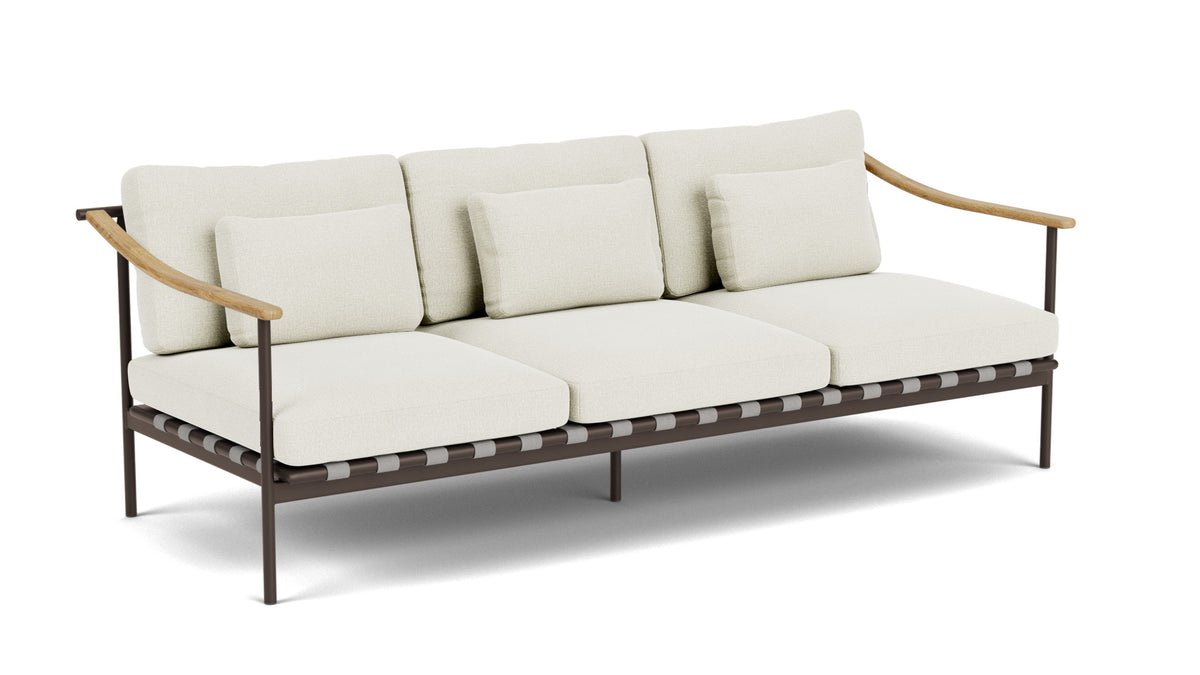 Barlow Tyrie Around Deep Seating Canapé 3 places accoudoirs teck avec coussins Armature Forge Grey Marble 3966