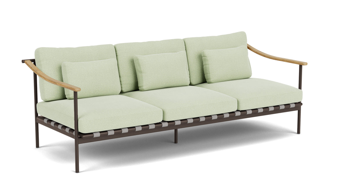 Barlow Tyrie Around Deep Seating Canapé 3 places accoudoirs teck avec coussins Armature Forge Grey Mint 3967