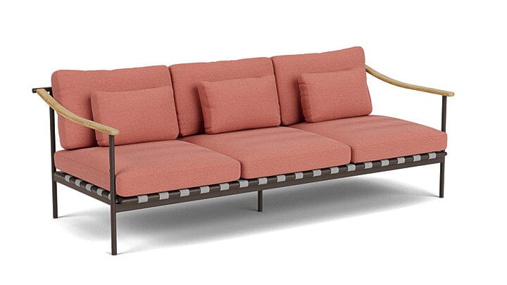 Barlow Tyrie Aura Deep Seating Canapé 3 places accoudoirs teck avec coussins Armature Forge Grey Natte Flamingo 10234V Laminé Waterproof