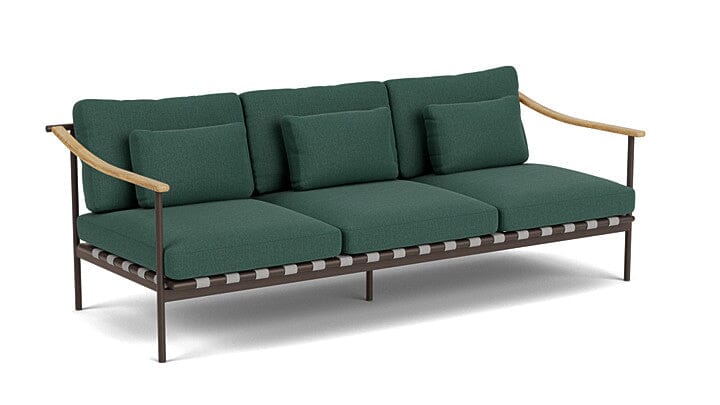 Barlow Tyrie Aura Deep Seating Canapé 3 places accoudoirs teck avec coussins Armature Forge Grey Natte Ivy 10232V Laminé Waterproof