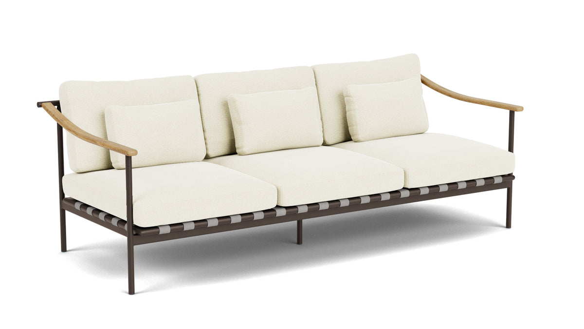 Barlow Tyrie Around Deep Seating Canapé 3 places accoudoirs teck avec coussins Armature Forge Grey Natural 5404