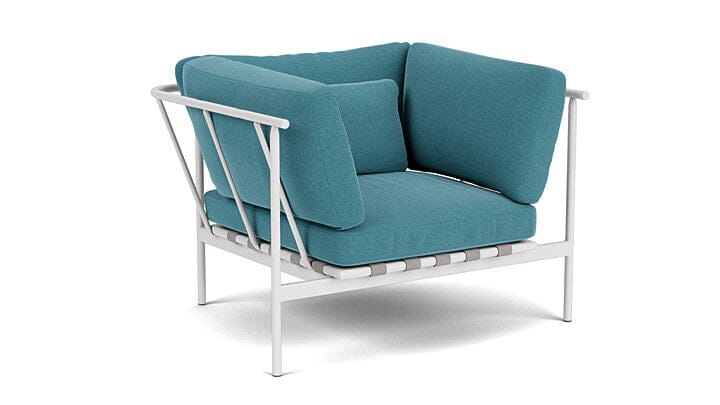 Barlow Tyrie Aura Deep Seating Fauteuil Club lounge accoudoirs alu avec coussins Armature Artic White Adriatic Blue 3941V Laminé Waterproof