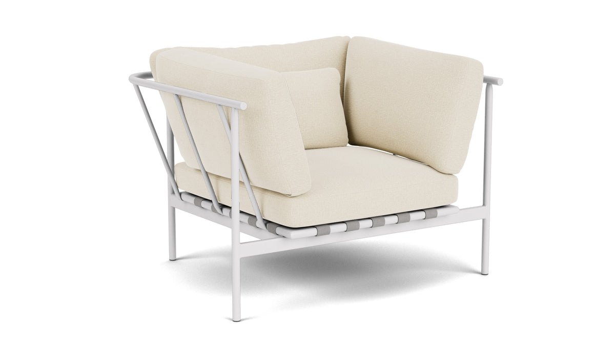 Barlow Tyrie Around Deep Seating Fauteuil Club lounge accoudoirs alu avec coussins Armature Arctic White Canvas 5453