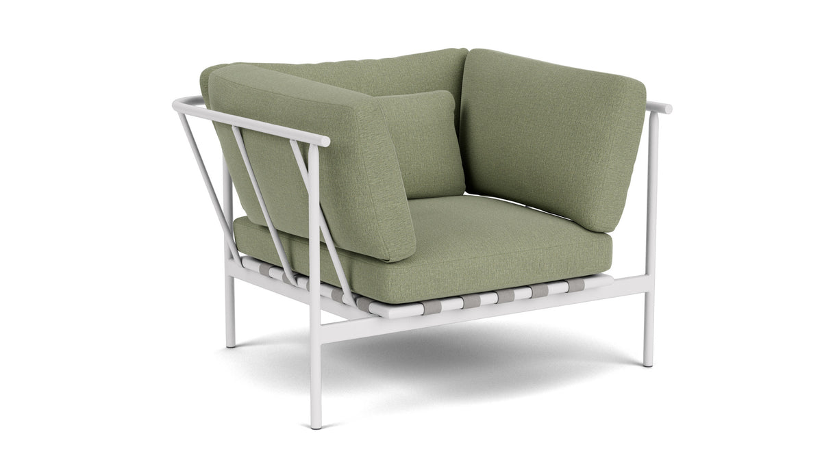 Barlow Tyrie Around Deep Seating Fauteuil Club lounge accoudoirs alu avec coussins Armature Arctic White Canvas Almond 3983