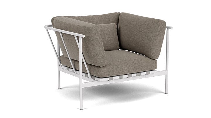 Barlow Tyrie Aura Deep Seating Fauteuil Club lounge accoudoirs alu avec coussins Armature Artic White Carbon Beige 10065V Laminé Waterproof