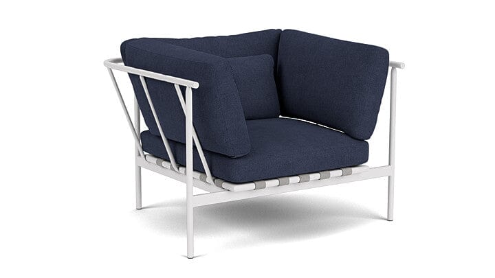 Barlow Tyrie Aura Deep Seating Fauteuil Club lounge accoudoirs alu avec coussins Armature Artic White Indigo 18017V Laminé Waterproof