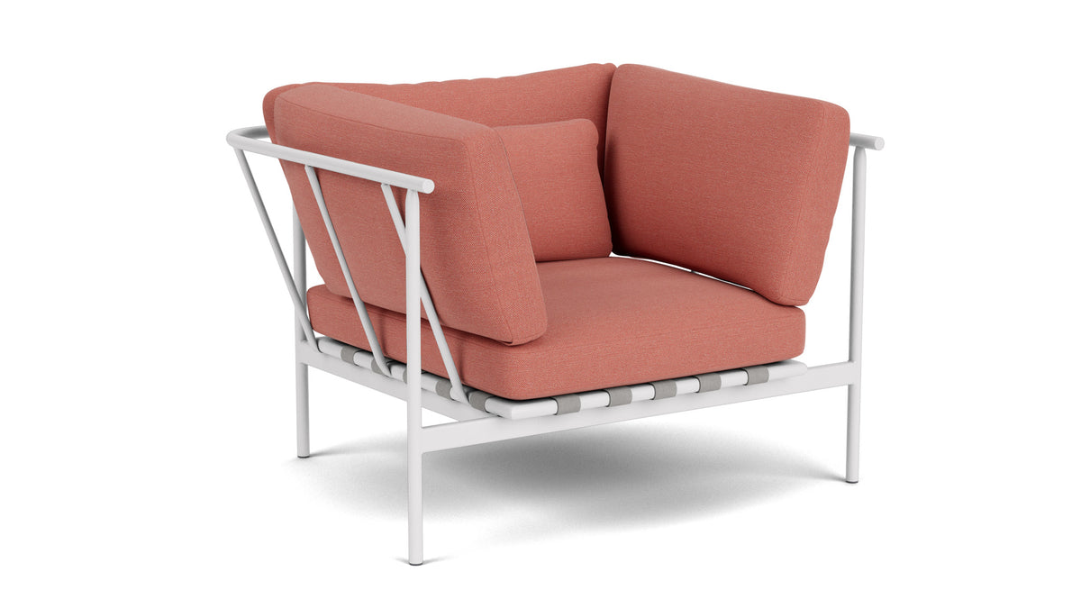 Barlow Tyrie Around Deep Seating Fauteuil Club lounge accoudoirs alu avec coussins Armature Arctic White Natte Flamingo 10234