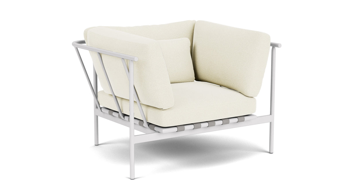 Barlow Tyrie Around Deep Seating Fauteuil Club lounge accoudoirs alu avec coussins Armature Arctic White Natural 5404