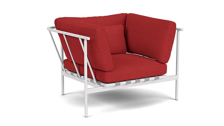 Barlow Tyrie Aura Deep Seating Fauteuil Club lounge accoudoirs alu avec coussins Armature Artic White Paris Red 3728V Laminé Waterproof