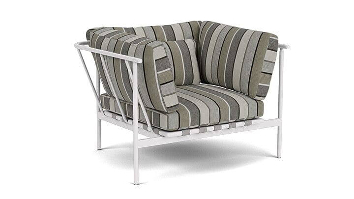 Barlow Tyrie Aura Deep Seating Fauteuil Club lounge accoudoirs alu avec coussins Armature Artic White Quadri Grey 3778V Laminé Waterproof