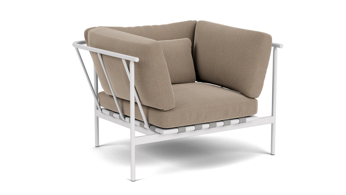 Barlow Tyrie Around Deep Seating Fauteuil Club lounge accoudoirs alu avec coussins Armature Arctic White Taupe 3729