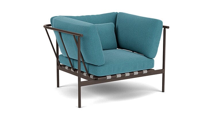 Barlow Tyrie Aura Deep Seating Fauteuil Club lounge accoudoirs alu avec coussins Armature Forge Grey Adriatic Blue 3941V Laminé Waterproof