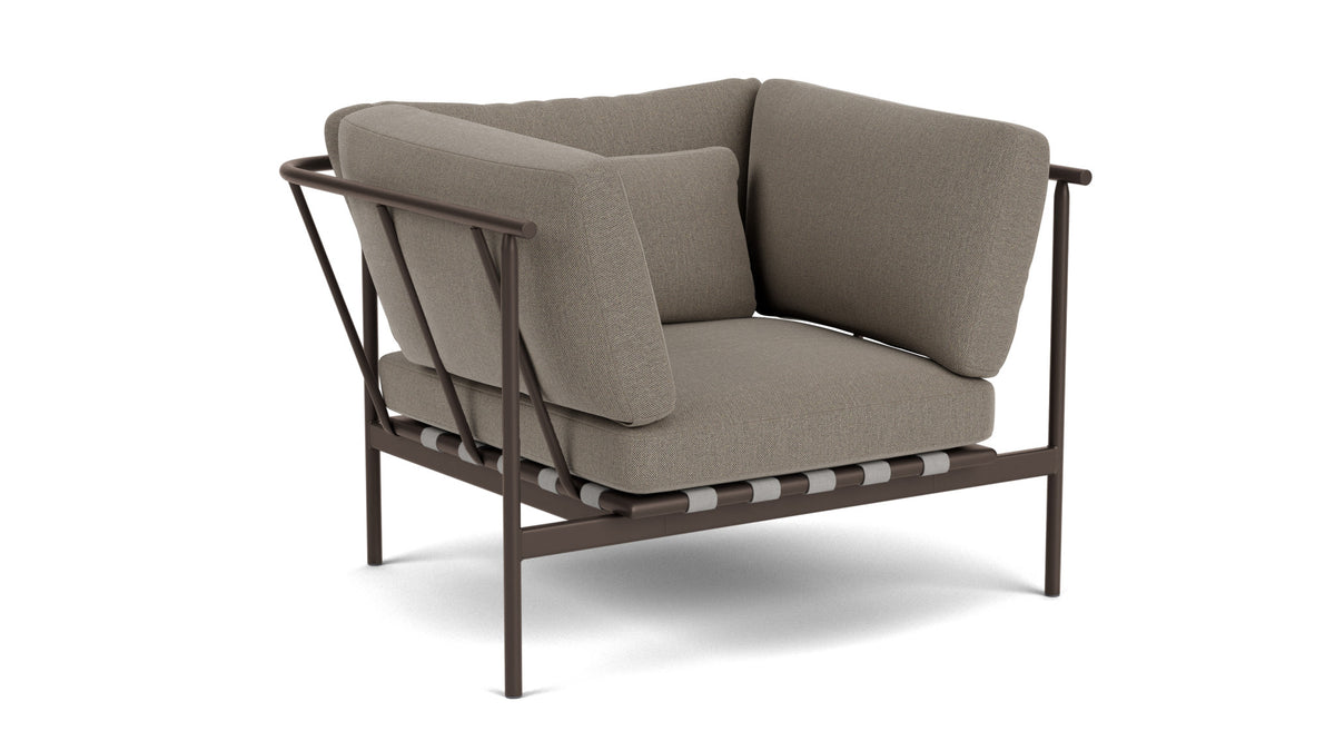Barlow Tyrie Around Deep Seating Fauteuil Club lounge accoudoirs alu avec coussins Armature Forge Grey Carbon Beige 10065