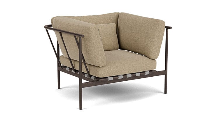 Barlow Tyrie Aura Deep Seating Fauteuil Club lounge accoudoirs alu avec coussins Armature Forge Grey Heather Beige 5476V Laminé Waterproof