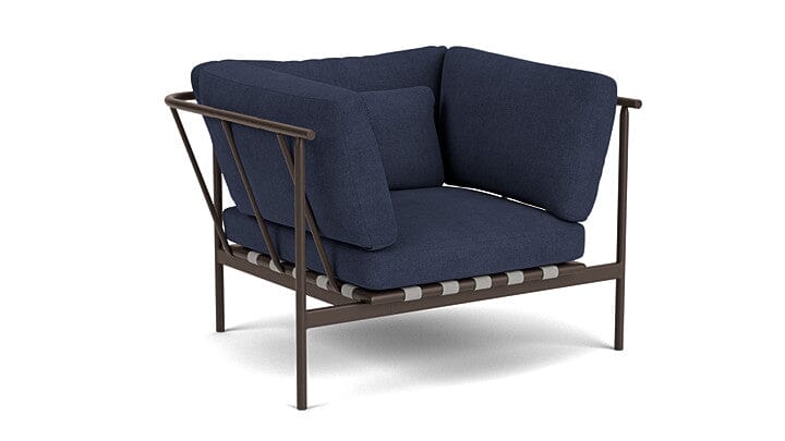 Barlow Tyrie Aura Deep Seating Fauteuil Club lounge accoudoirs alu avec coussins Armature Forge Grey Indigo 18017V Laminé Waterproof