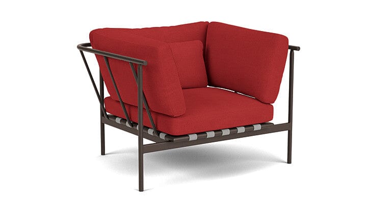 Barlow Tyrie Aura Deep Seating Fauteuil Club lounge accoudoirs alu avec coussins Armature Forge Grey Paris Red 3728V Laminé Waterproof