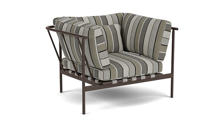 Barlow Tyrie Aura Deep Seating Fauteuil Club lounge accoudoirs alu avec coussins Armature Forge Grey Quadri Grey 3778V Laminé Waterproof