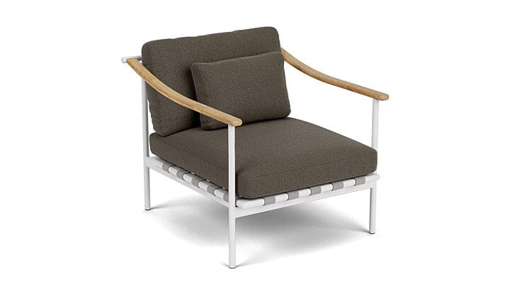 Barlow Tyrie Aura Deep Seating Fauteuil Club lounge avec coussins Armature Artic White Dark Taupe 10059V Laminé Waterproof