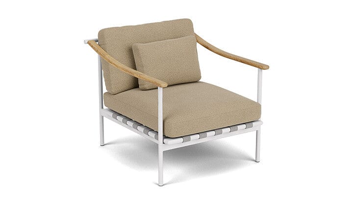 Barlow Tyrie Around Deep Seating Fauteuil Club lounge accoudoirs teck avec coussins Armature Arctic White Heather Beige 5476