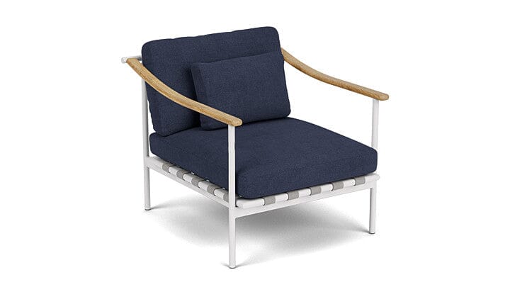 Barlow Tyrie Aura Deep Seating Fauteuil Club lounge avec coussins Armature Artic White Indigo 18017V Laminé Waterproof