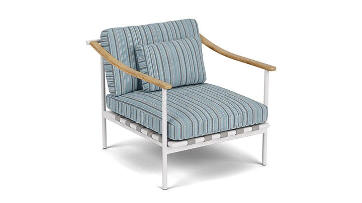 Barlow Tyrie Aura Deep Seating Fauteuil Club lounge avec coussins Armature Artic White Porto Blue Chine 3776V Laminé Waterproof