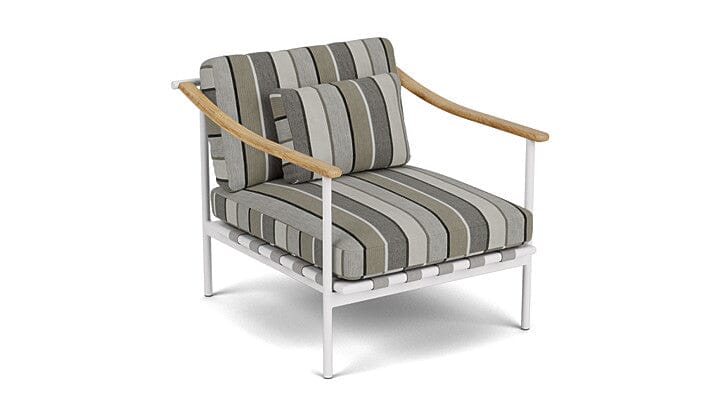 Barlow Tyrie Aura Deep Seating Fauteuil Club lounge avec coussins Armature Artic White Quadri Grey 3778V Laminé Waterproof